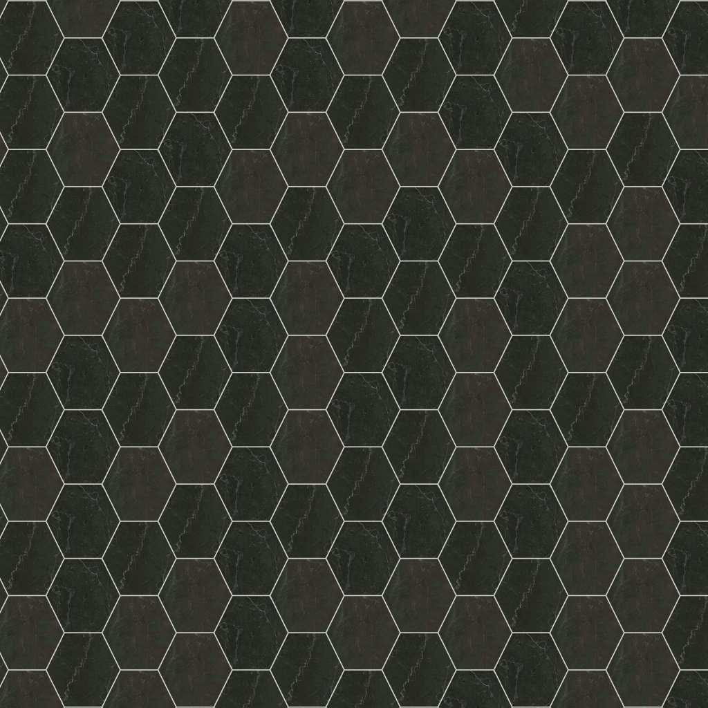 Qualis Ceramica Luxury Tivoli Nero 6" Hexagon Honed - Black