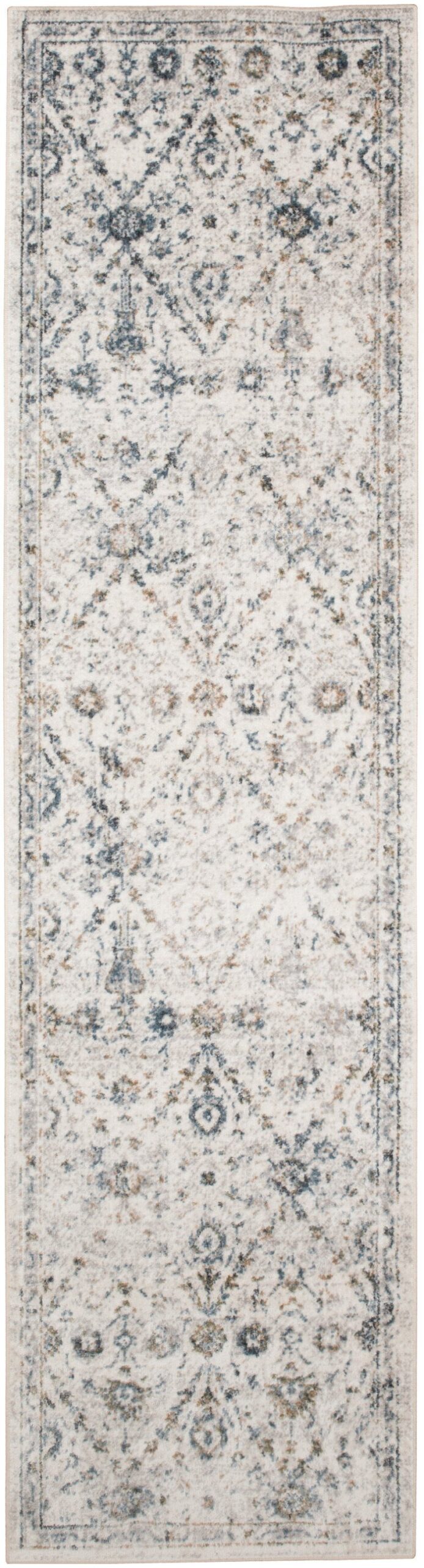 Nourison Home Nourison Astra Machine Washable ASW16 2'2" x 8' Ivory Blue Vintage Indoor Rug