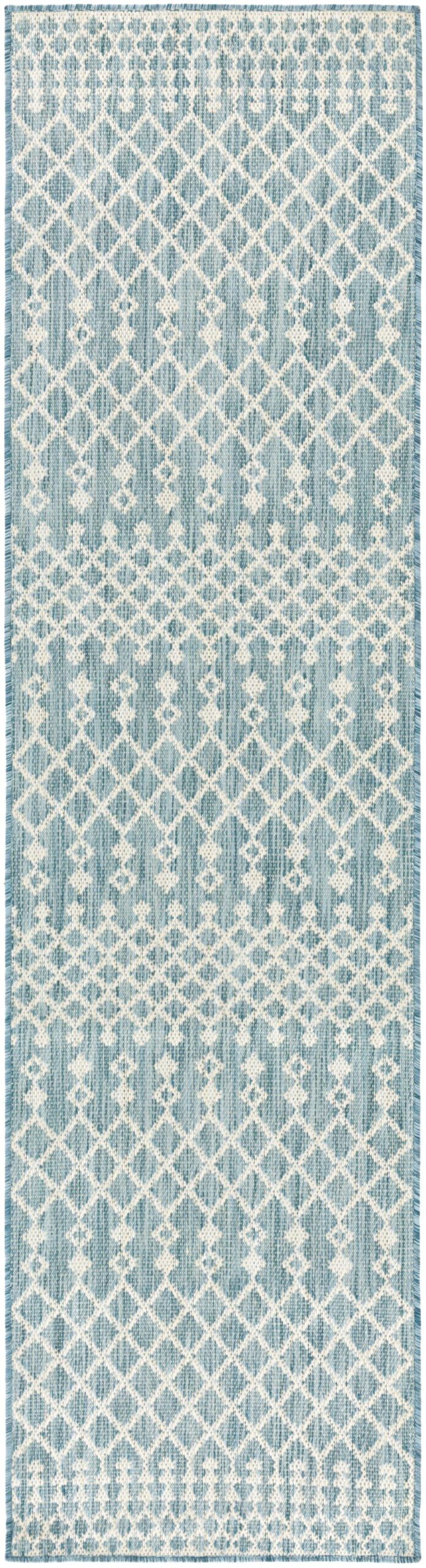 Nourison Home Nourison Positano POS02 2'2" x 10' Aqua Modern Rug