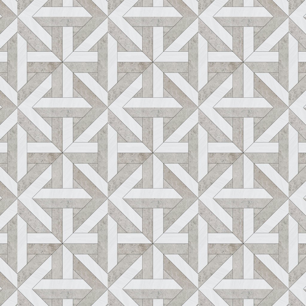 Marble Systems Snow White, Silver Shadow Honed Rubicon Marble Mosaic 17x17 - Snow White, Silver Shadow