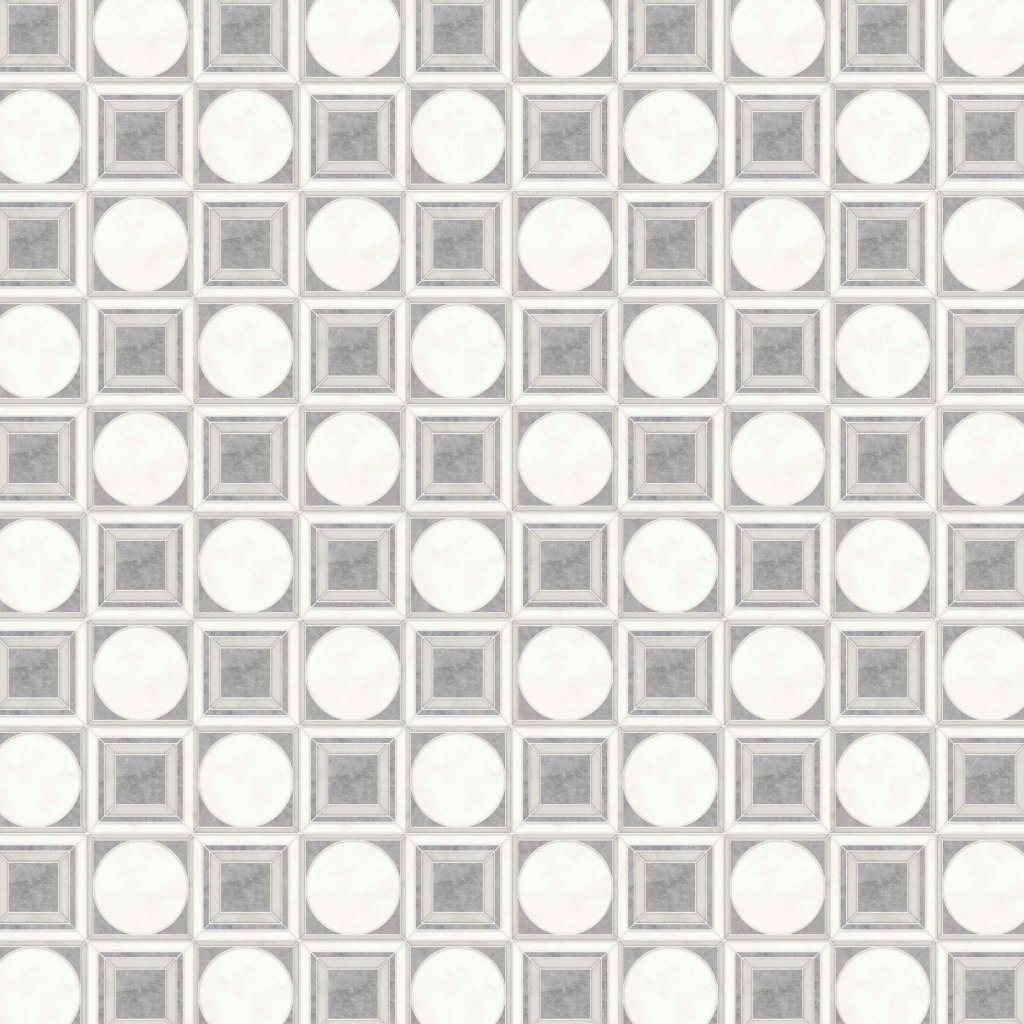 Marble Systems Afyon Grey, Afyon White, Dolomite Multi Finish Cicero Marble Mosaic 12x12 - Afyon Grey, Afyon White, Dolomite