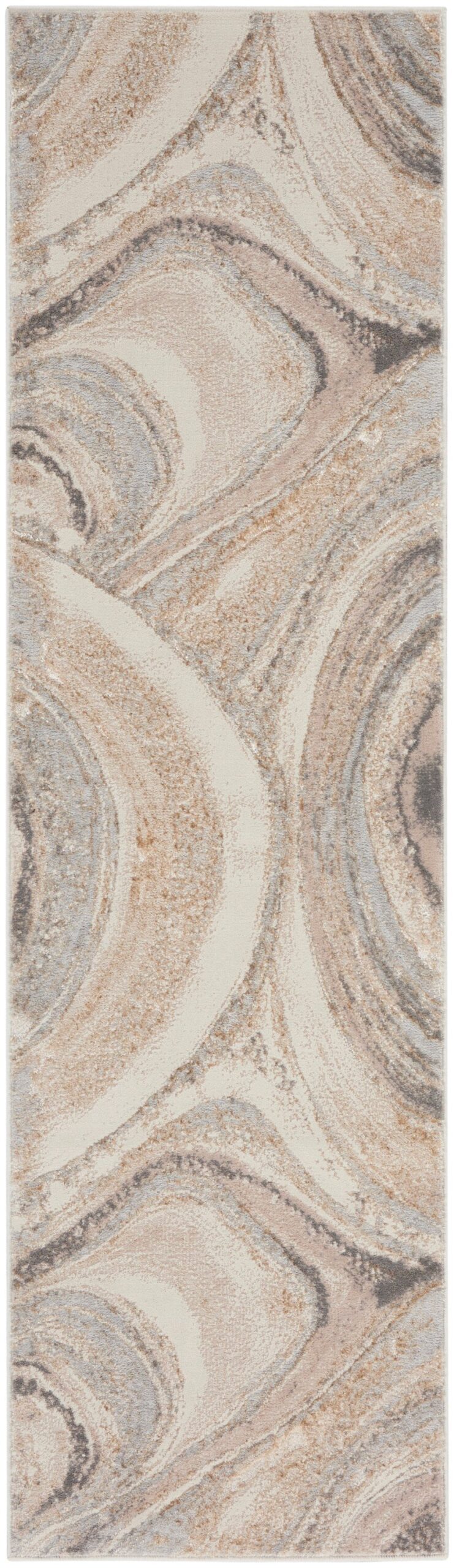 Nourison Home Nourison Splash BSK03 2'2" x 7'6" Cream Grey Modern Indoor Rug