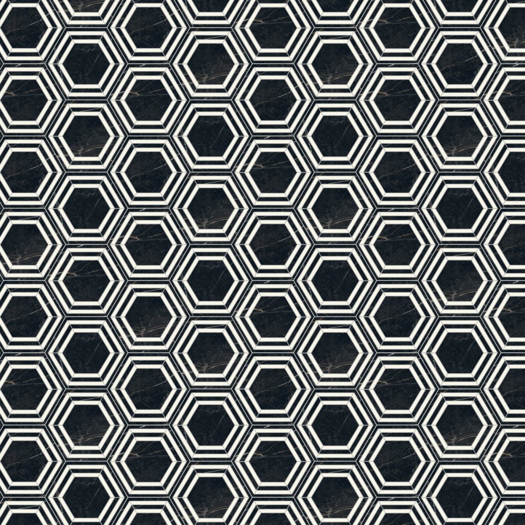 Daltile Perpetuo Tuxedo, Deco, 8, Matte - Tuxedo