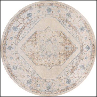 Nourison Home Nourison Astra Machine Washable ASW13 6'7" x 9' Ivory Blue Vintage Indoor Rug - 5'3" Round