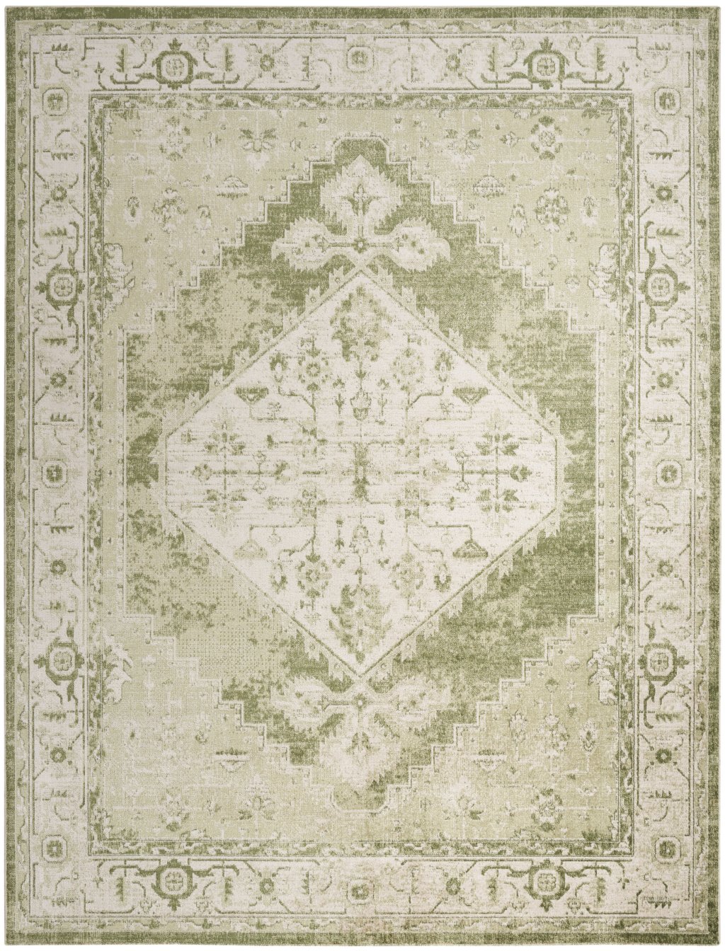 Nourison Home Nourison Astra Machine Washable ASW11 9' x 12' Ivory Green Vintage Indoor Rug