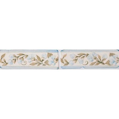 Marble Systems Petal Blanc Triangle, French Blue Matte Ceramic Border Tiles 2x6 - Petal Blanc Triangle, French Blue - 2" x 6" x 3/8"