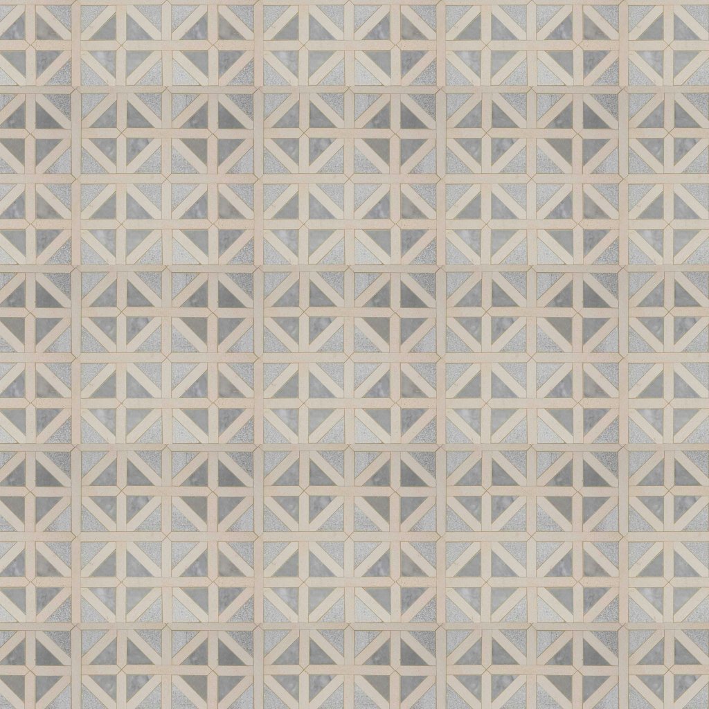 Marble Systems Avenza, Palisandra, Champagne Multi Finish Classic Lattice Marble Mosaic 14 3/4x14 3/4 - Avenza, Palisandra, Champagne