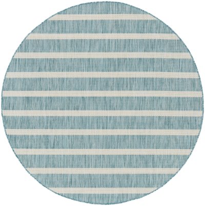 Nourison Home Nourison Positano POS03 12' x 15' Aqua Ivory Modern Rug - 4' Round