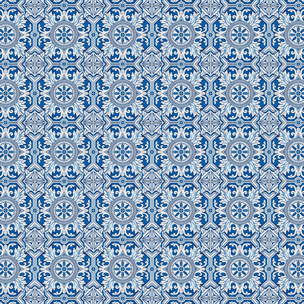 Marble Systems 122 Kaleidoscope, Blue Glazed Ceramic Tile 5 1/2x5 1/2 - 122 Kaleidoscope, Blue