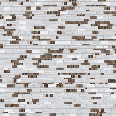 Marble Systems Noce De Coco Glossy Liner Blend Glass Mosaic 12x12 - Noce De Coco - 12" x 12" x 3/8"