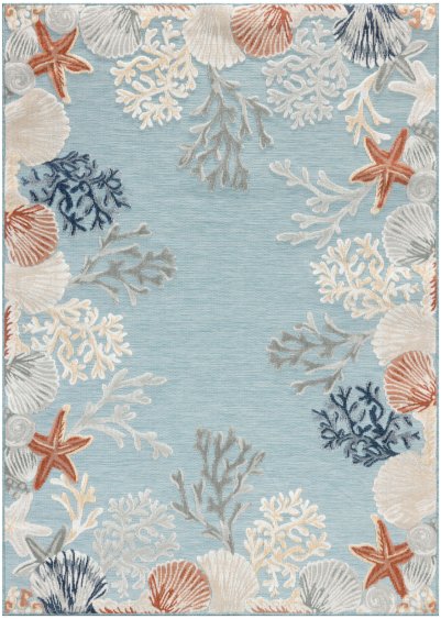 Nourison Home Nourison Suncoast SNC04 4' x 6' Teal Multicolor Coastal, Nautical & Beach Rug - 4' x 6'