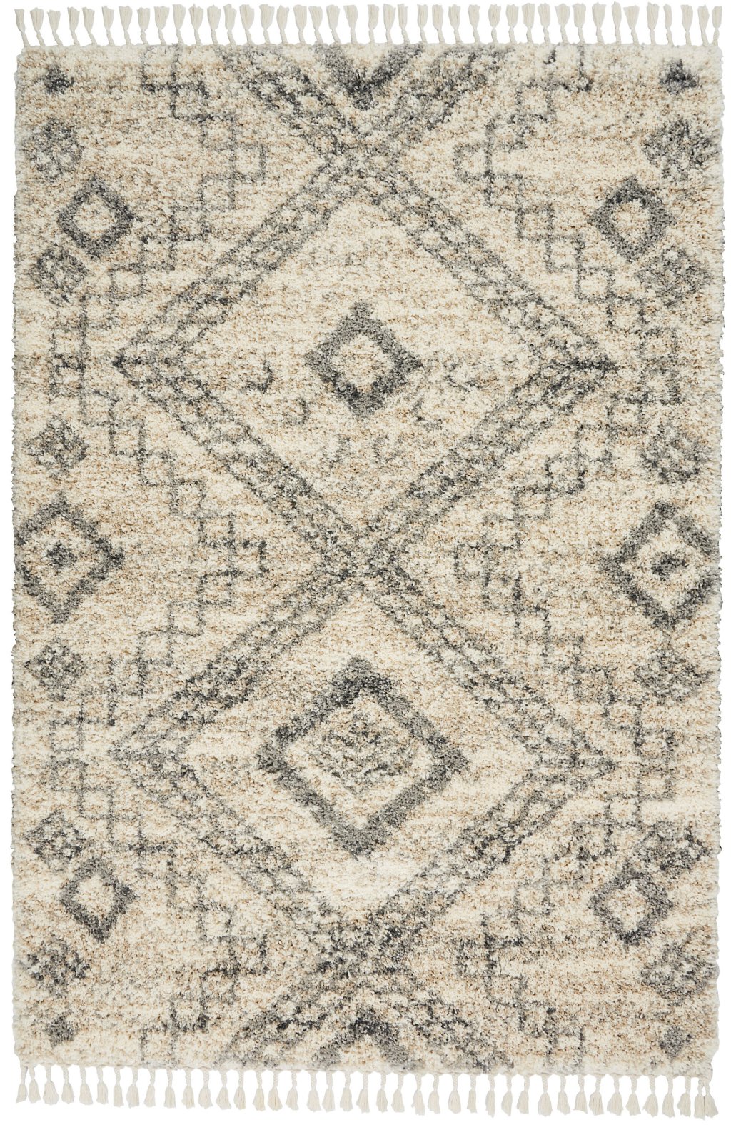 Nourison Home Nourison Oslo Shag OSL02 4' x 6' Ivory/Grey Shag Indoor Rug