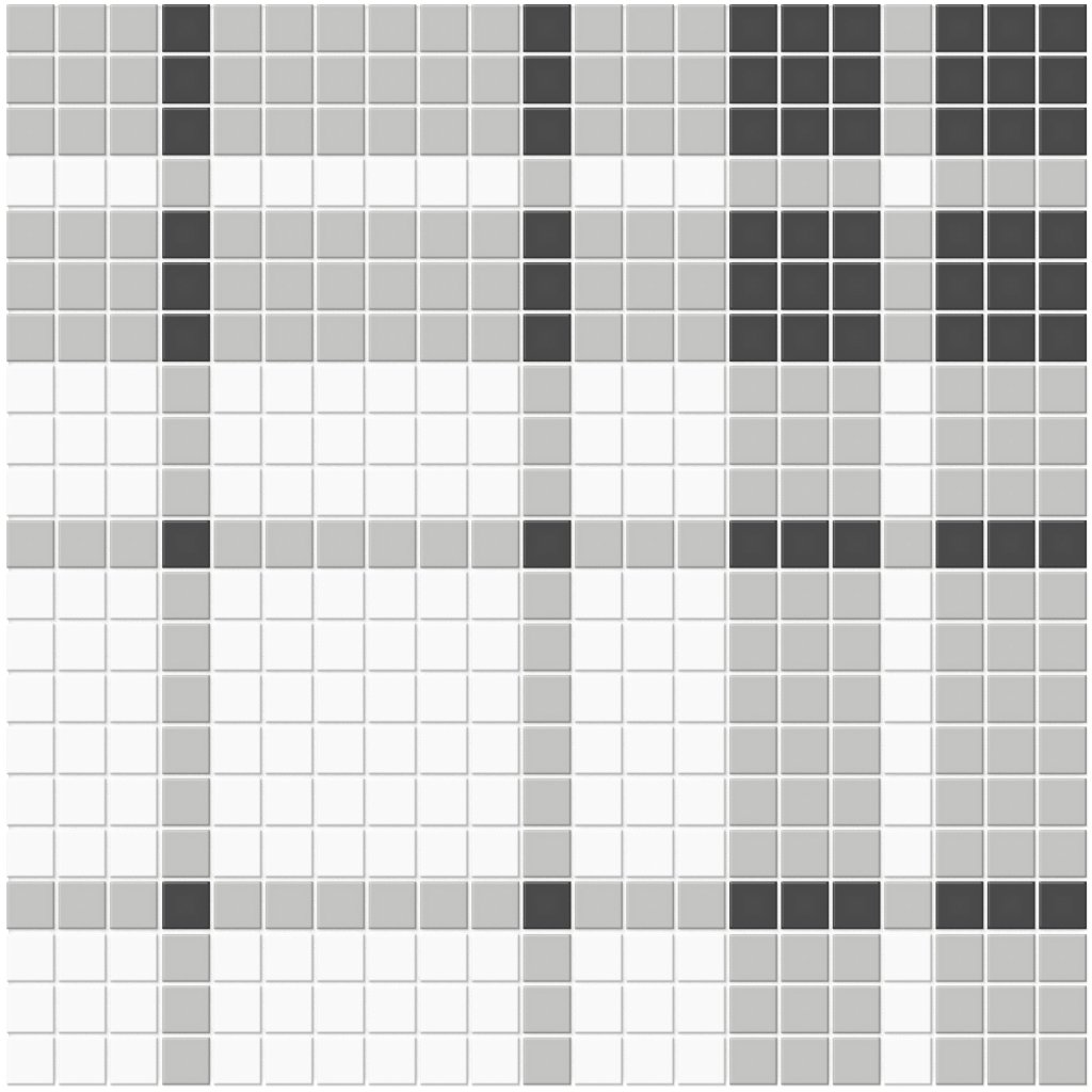 Qualis Ceramica Traditions Midnight Nero Blend Plaid Matt Mosaic - Canvas White