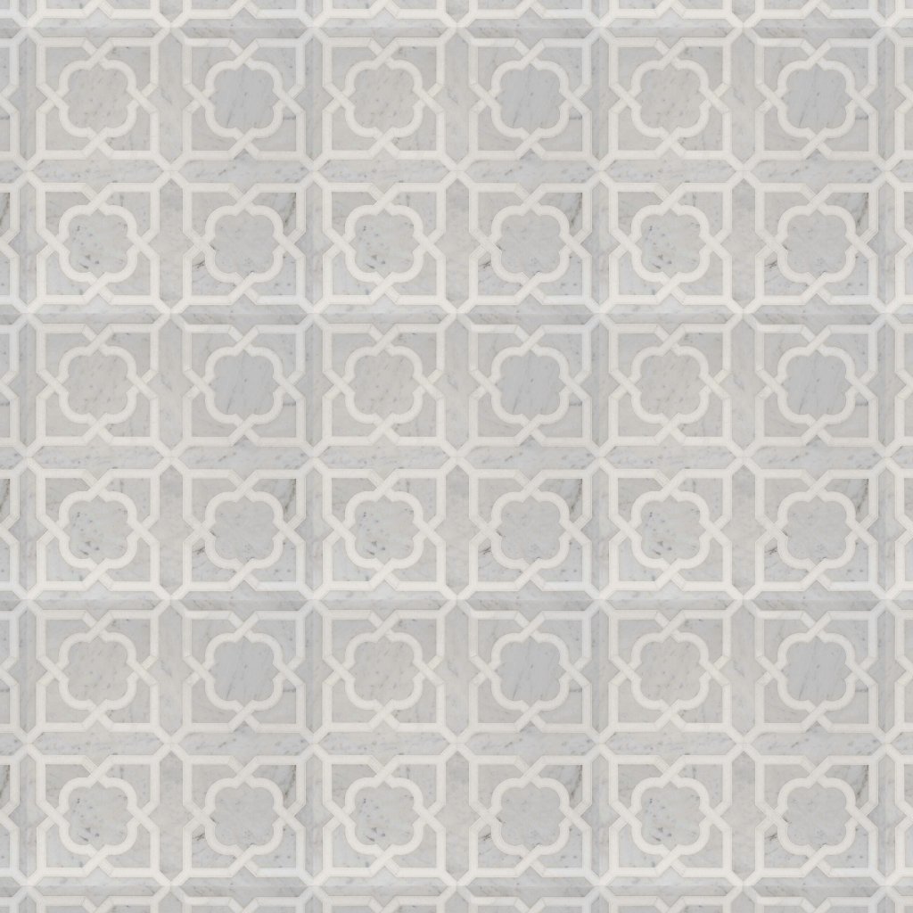 Marble Systems White Carrara, Thassos White Multi Finish Lana Marble Mosaic 8 31/32x17 31/32 - White Carrara, Thassos White