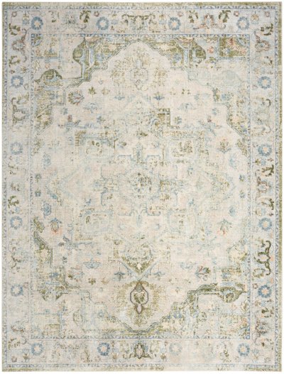 Nourison Home Nourison Astra Machine Washable ASW12 7'10" x Round Blue Green Vintage Indoor Rug - 9' x 12'