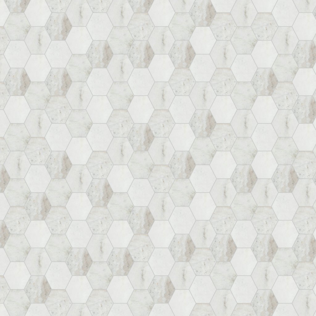 MSI Arabescato Venato White 5" Hexagon Honed