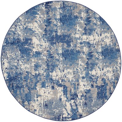 Nourison Home Nourison Grafix GRF38 3' x 5' Navy Blue Modern Indoor Rug - 8' Round