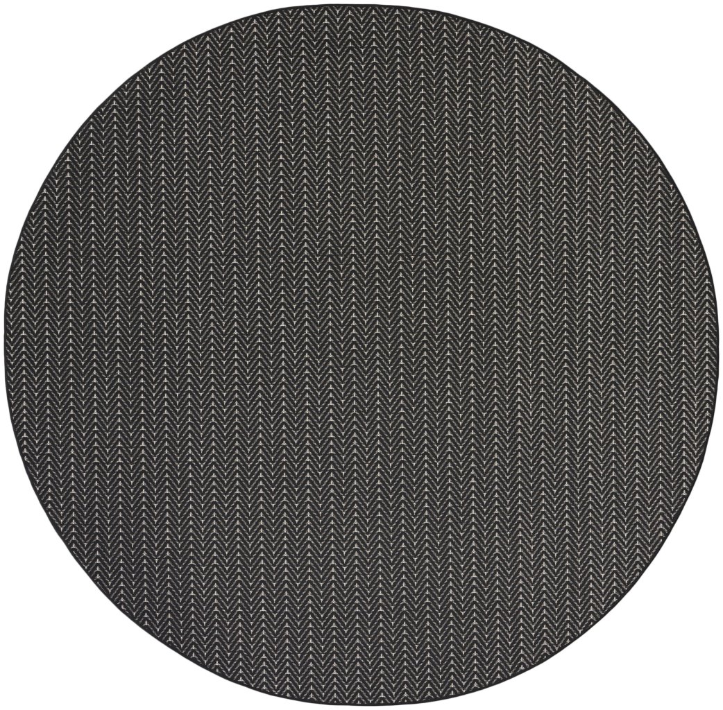 Nourison Home Nourison Horizon Indoor/Outdoor HOZ02 5' x Round Black Modern Rug