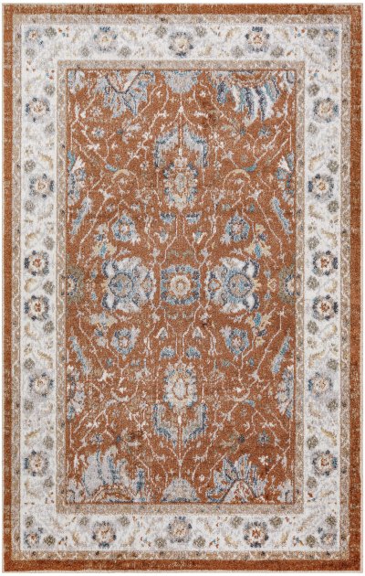 Nourison Home Nourison Astra Machine Washable ASW20 5'3" x 7' Rust Ivory Vintage Indoor Rug - 3'3" x 5'