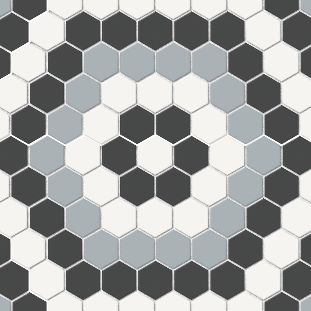 Qualis Ceramica Traditions Dawn Blend Hexagon Matt Mosaic - Black