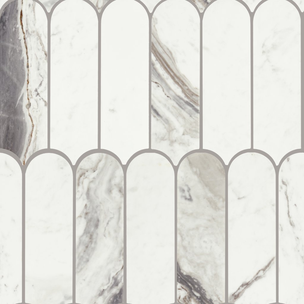 Daltile Eclessia Marble Volakas, Elongated Fan, Polished - Volakas
