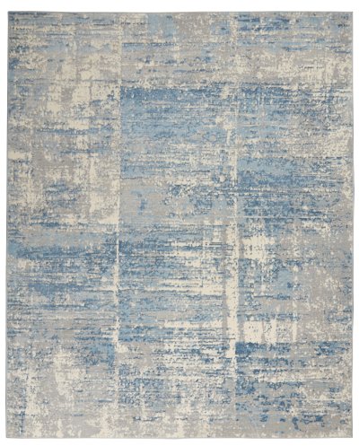Nourison Home Nourison Solace SLA02 5'3" x 7'3" Ivory Grey Blue Modern Indoor Rug - 8' x 10'