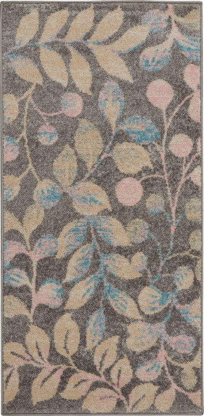 Nourison Home Nourison Tranquil TRA03 2'3" x 7'3" Grey Beige Farmhouse Indoor Rug - 2' x 4'