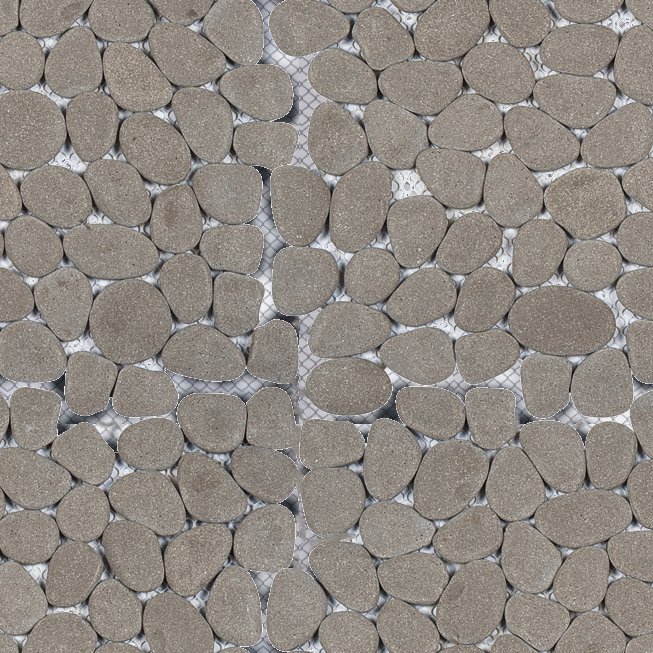 Qualis Ceramica Riviera Tileworks Chelsea Grey Reconstituted Pebble Interlocking Mosaic