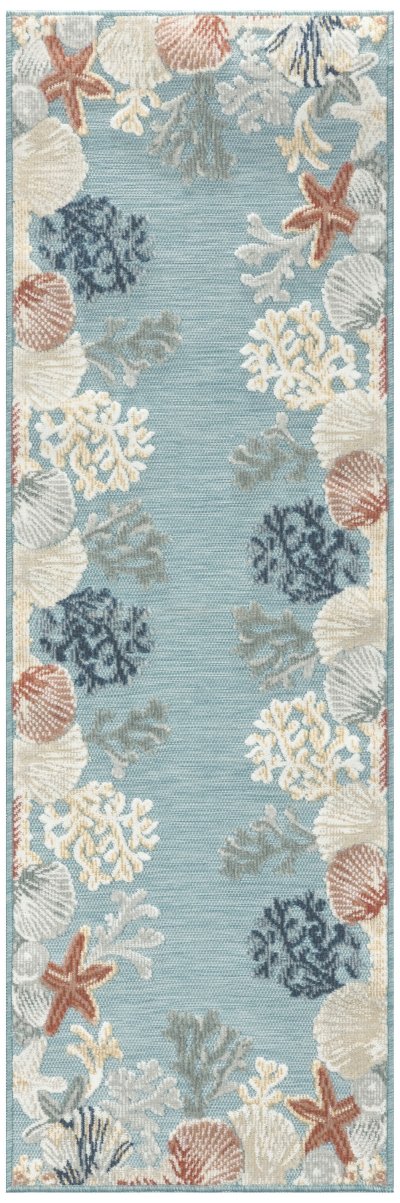 Nourison Home Nourison Suncoast SNC04 4' x 6' Teal Multicolor Coastal, Nautical & Beach Rug - 2' x 6'