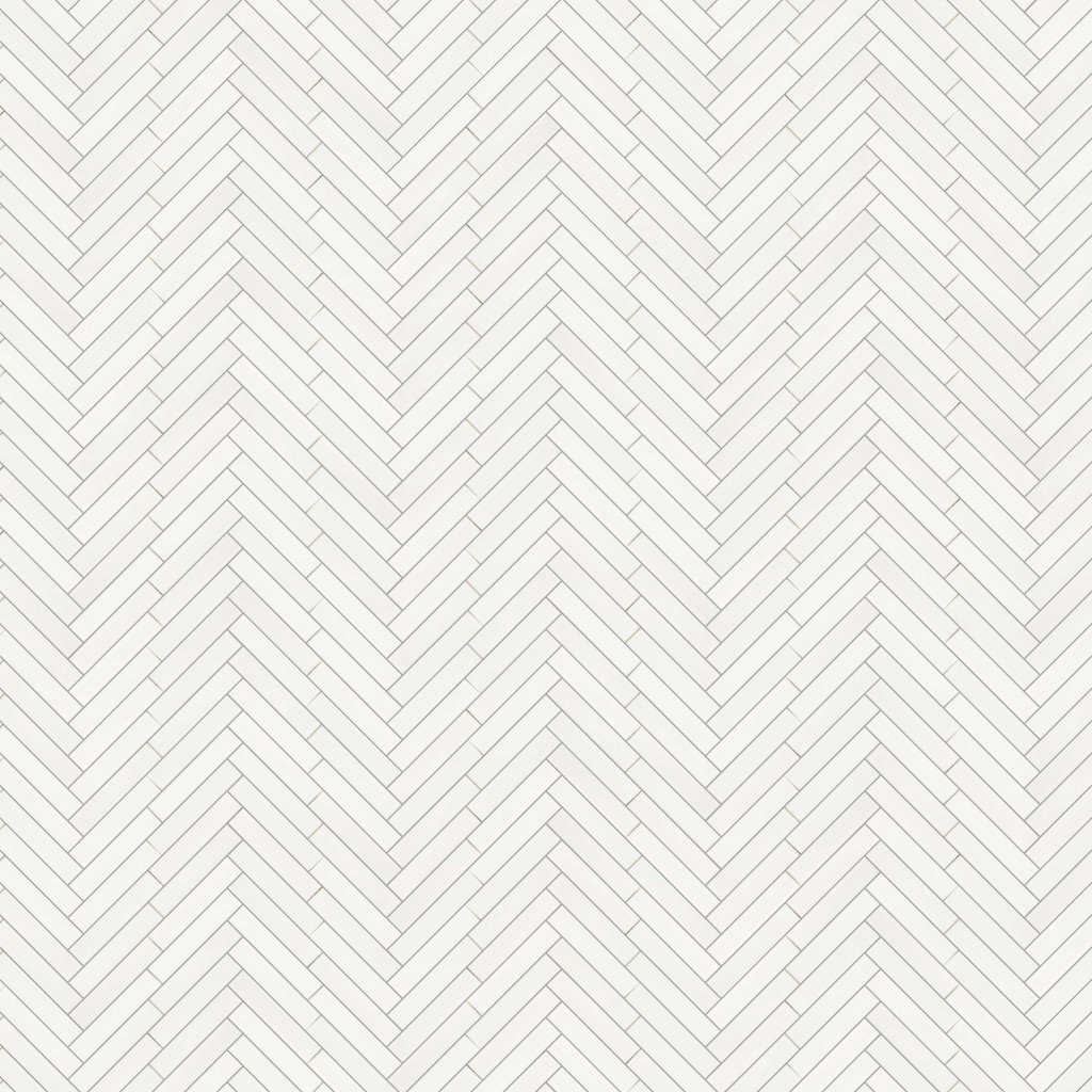 Marble Systems Snow White Honed Large Herringbone Marble Mosaic 12 7/8x9 11/32 - Snow White