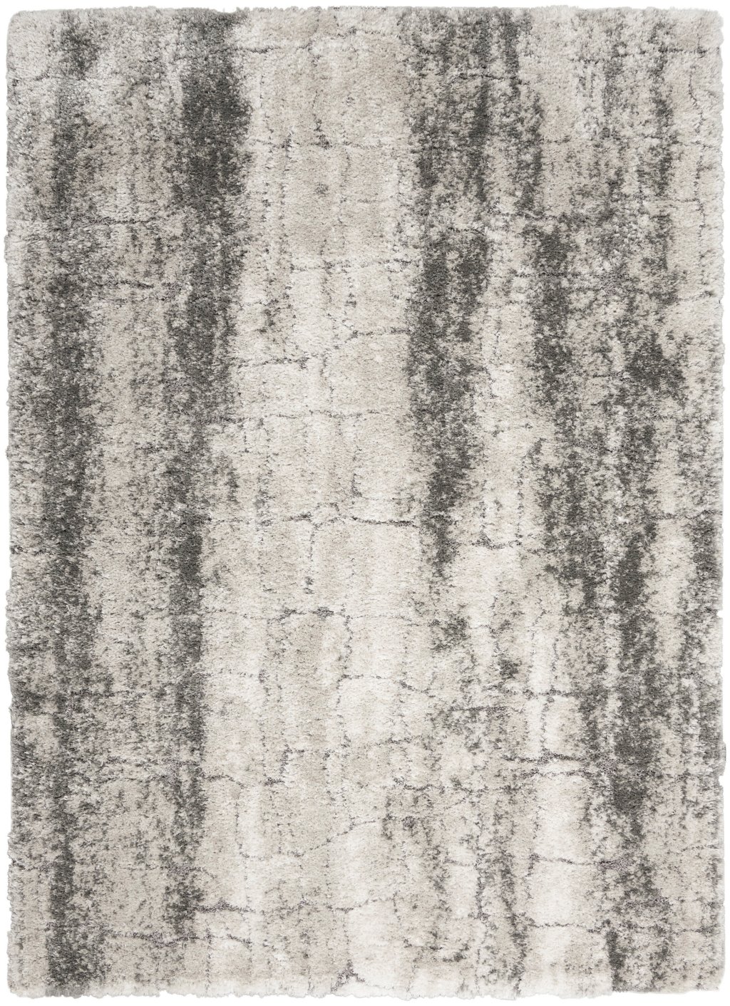 Nourison Home Nourison Luxurious Shag LXR01 5'3" x 7'3" Ivory Charcoal Shag Indoor Rug