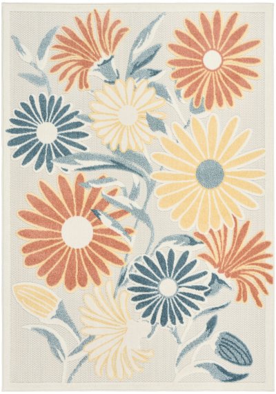 Nourison Home Nourison Aloha ALH33 3'6" x 5'6" Ivory Rose Outdoor Rug - 5'3" x 7'5"