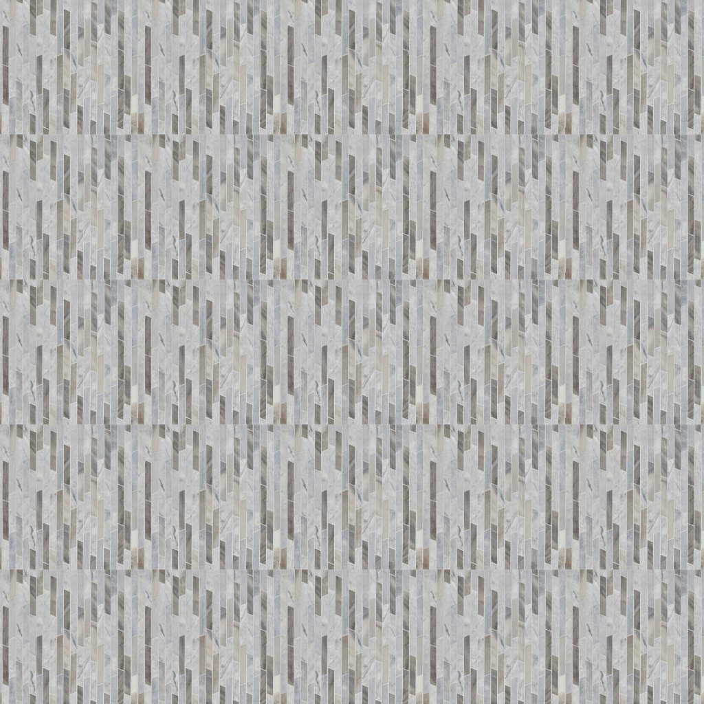 Marble Systems Afyon Grey, Palisandra Multi Finish Rhodes Marble Mosaic 8 13/16x 14 5/16 - Afyon Grey, Palisandra