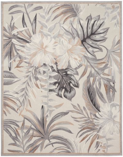 Nourison Home Nourison Seaside SDS02 5'3" x 7'3" Ivory Grey Tropical Indoor Rug - 7'10" x 9'10"