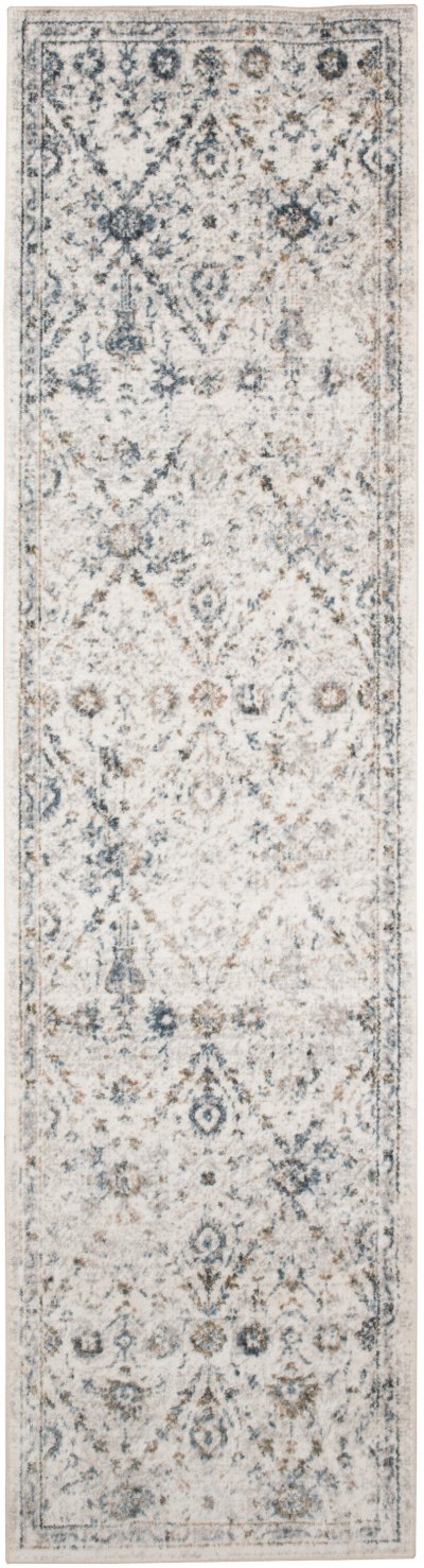 Nourison Home Nourison Astra Machine Washable ASW16 2'2" x 8' Ivory Blue Vintage Indoor Rug - 2' x 6'