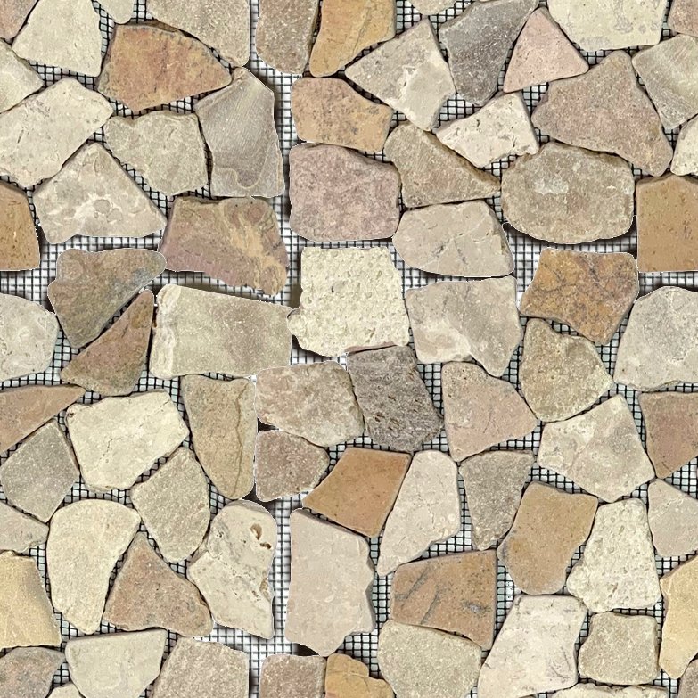 Qualis Ceramica Riviera Tileworks Chelsea Onyx White/Red Opus Interlocking Mosaic
