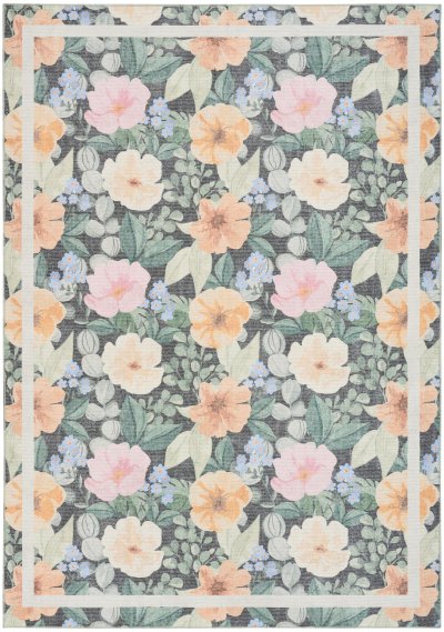 Nourison Home Nourison Botanical Washables BOT01 5' x 7' Charcoal Multicolor Farmhouse Indoor Rug - 4' x 6'