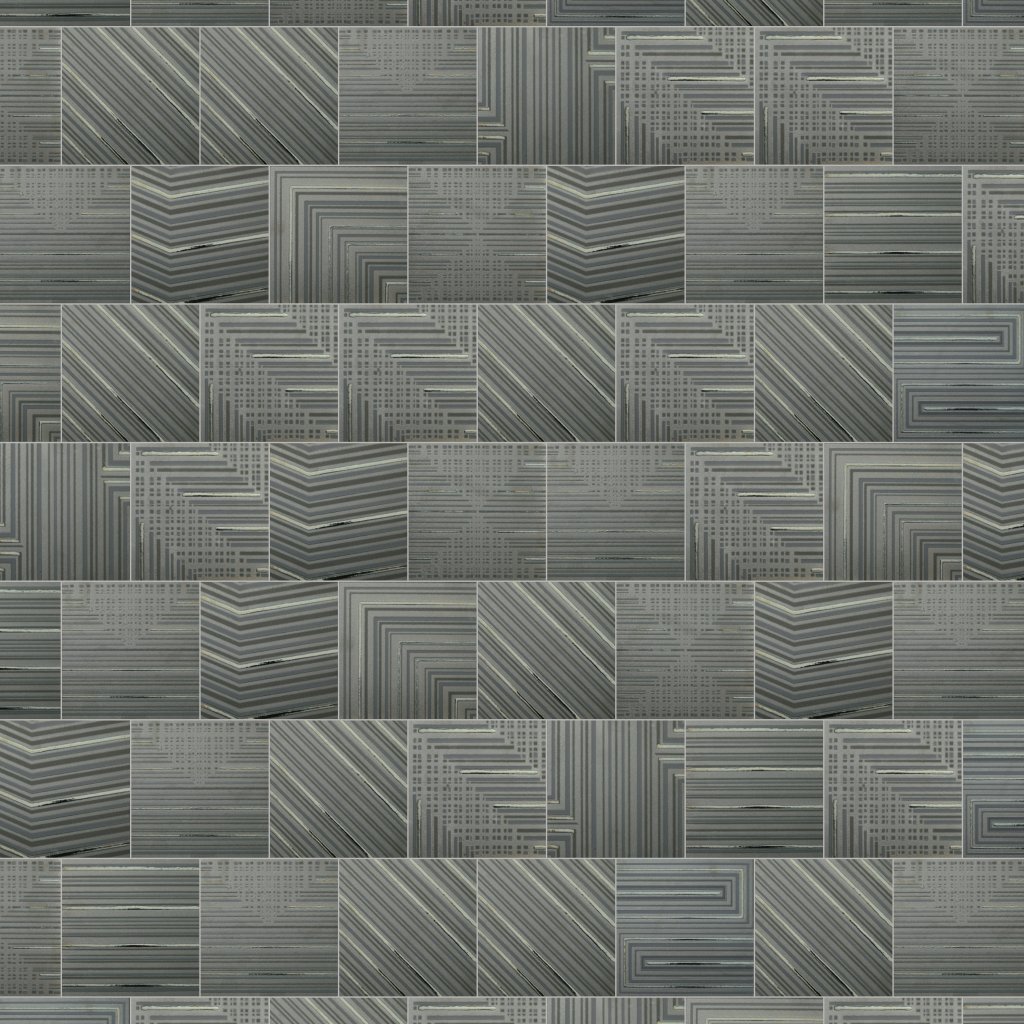 Daltile Geometric Fusion Graphite, Square, 8X8, Mixed - Graphite