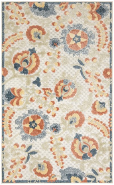 Nourison Home Nourison Aloha ALH17 3'6" x 5'6" Grey Multicolor Farmhouse Rug - 2'8" x 4'