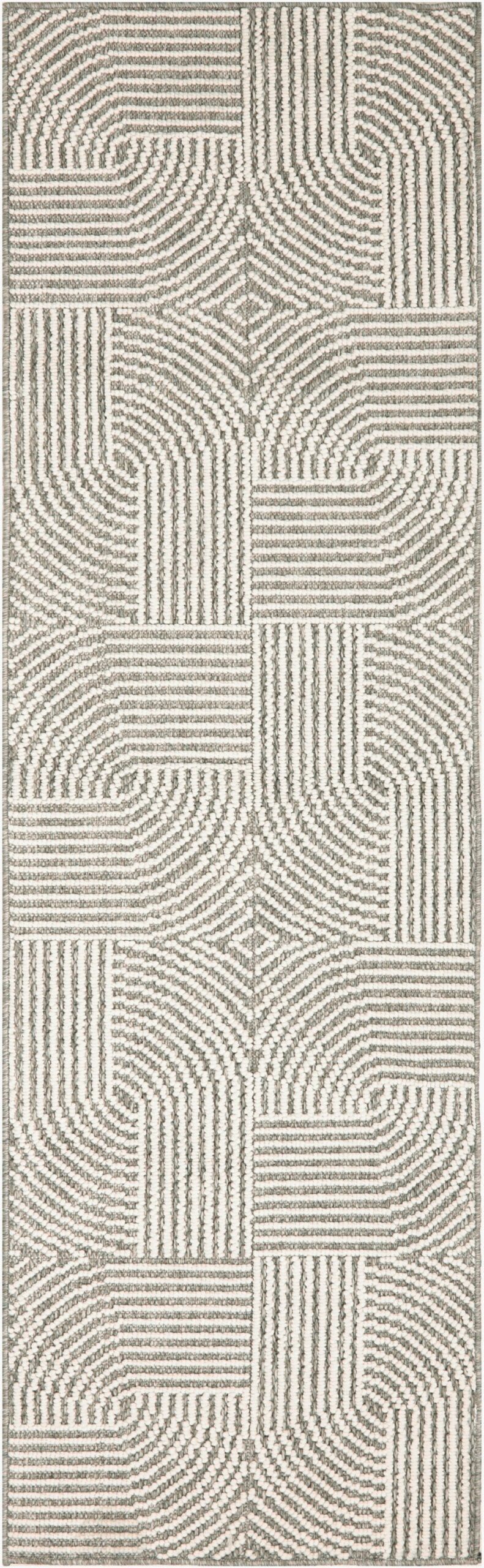 Nourison Home Nourison Textured Home TXH02 2'3" x 7'6" Grey Ivory Modern Indoor Rug