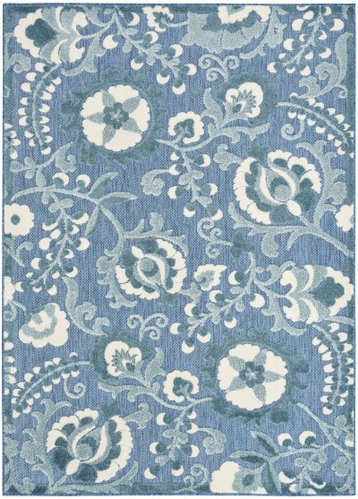 Nourison Home Nourison Aloha ALH17 7'10" x 10'6" Blue Farmhouse Rug - 3'6" x 5'6"