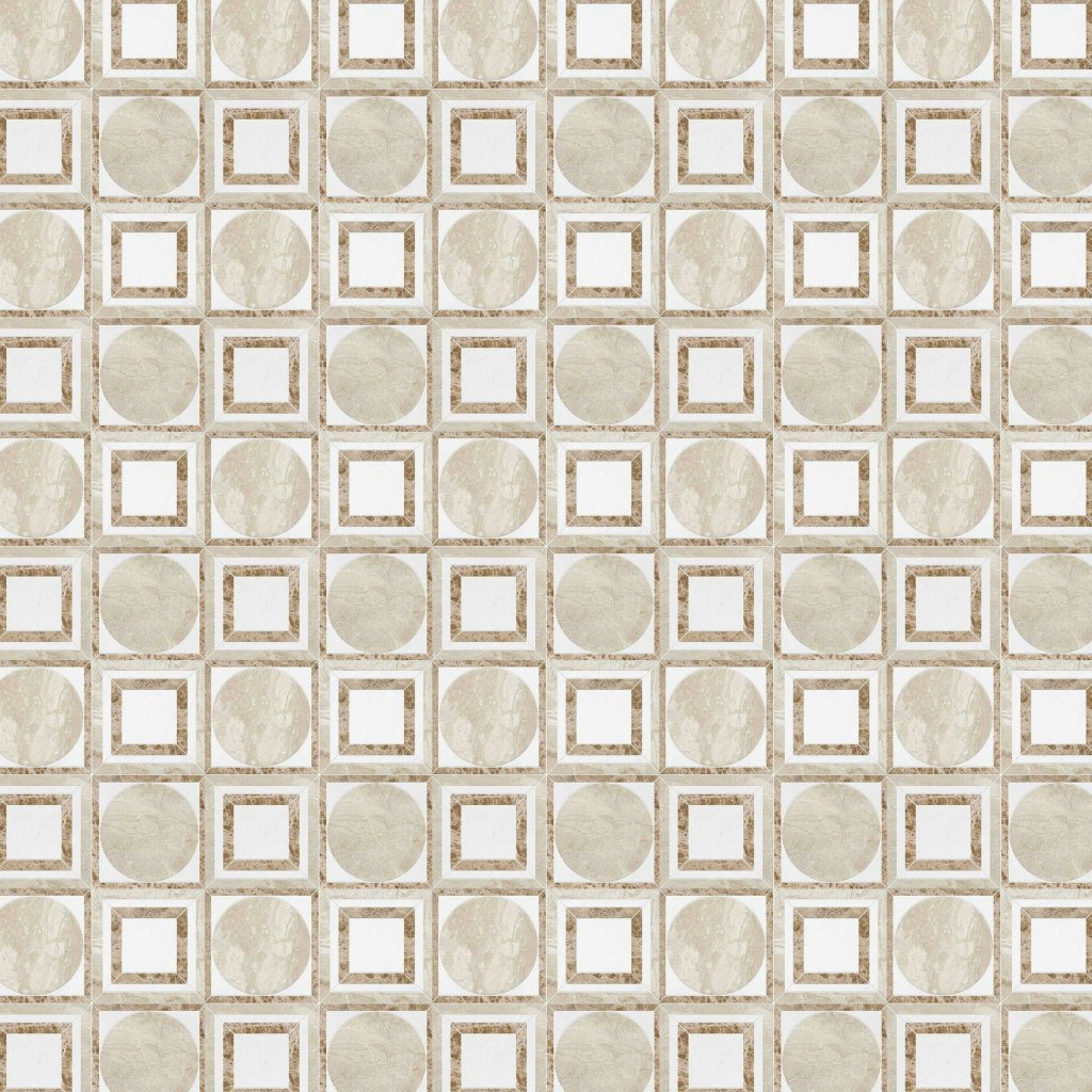 Marble Systems Diana Royal, Aspen White, Paradise Multi Finish Cicero Marble Mosaic 12x12 - Diana Royal, Aspen White, Paradise