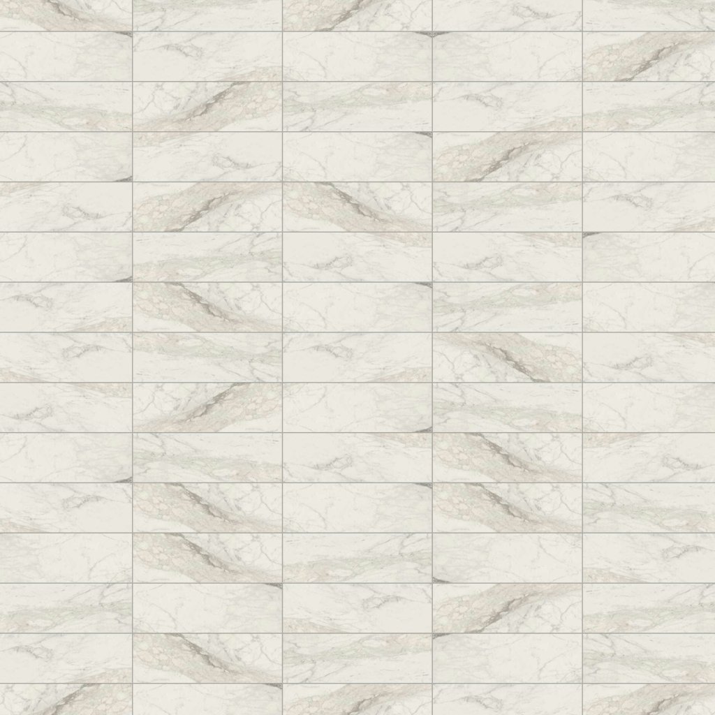 Marble Systems Calacatta Renoire Polished Subway Marble Look Porcelain Tile 4x12 - Calacatta Renoire