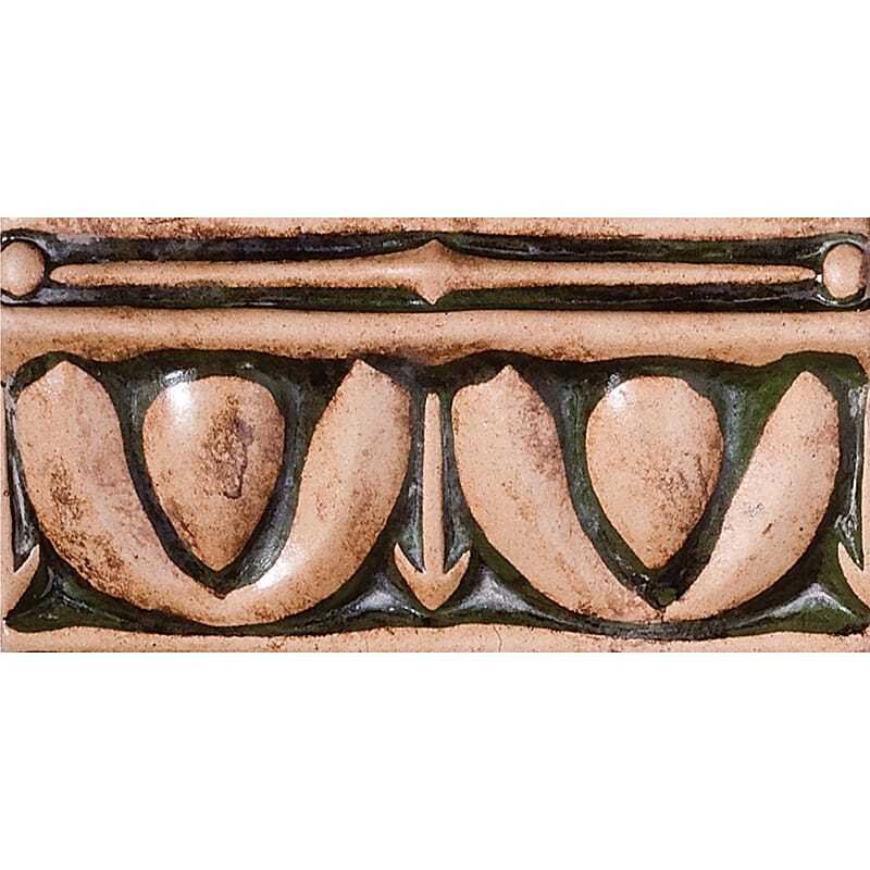 Marble Systems Egg&dart Wash Woodland Glazed Ceramic Border Tiles 3x6 - Egg&dart Wash Woodland