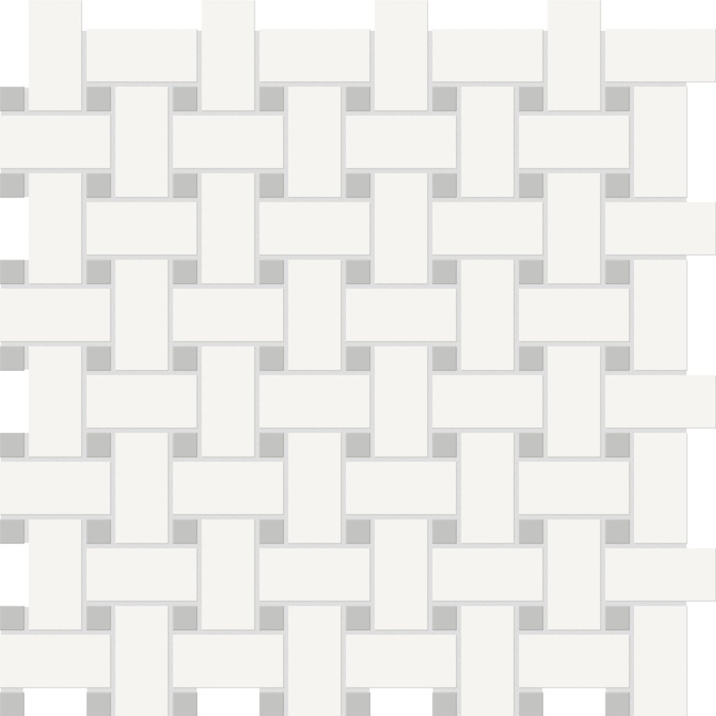 Qualis Ceramica Traditions White W/Loft Grey Basketweave Matt Mosaic