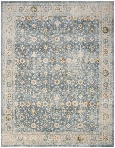 Nourison Home Nourison Astra Machine Washable ASW16 7'10" x 10' Teal Beige Vintage Indoor Rug - 7'10" x 10'
