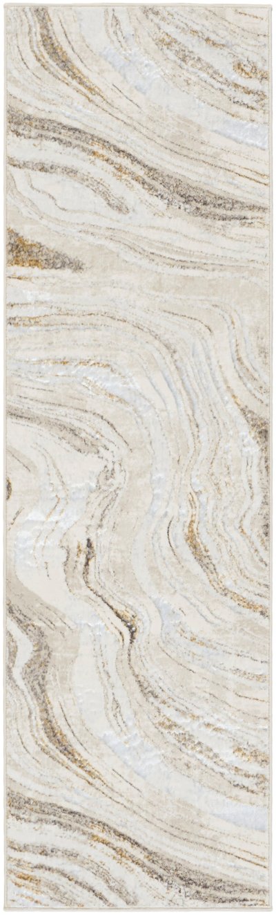 Nourison Home Nourison Glitz GLZ22 2'3" x 7'6" Grey Gold Modern Indoor Rug - 2'3" x 7'6"