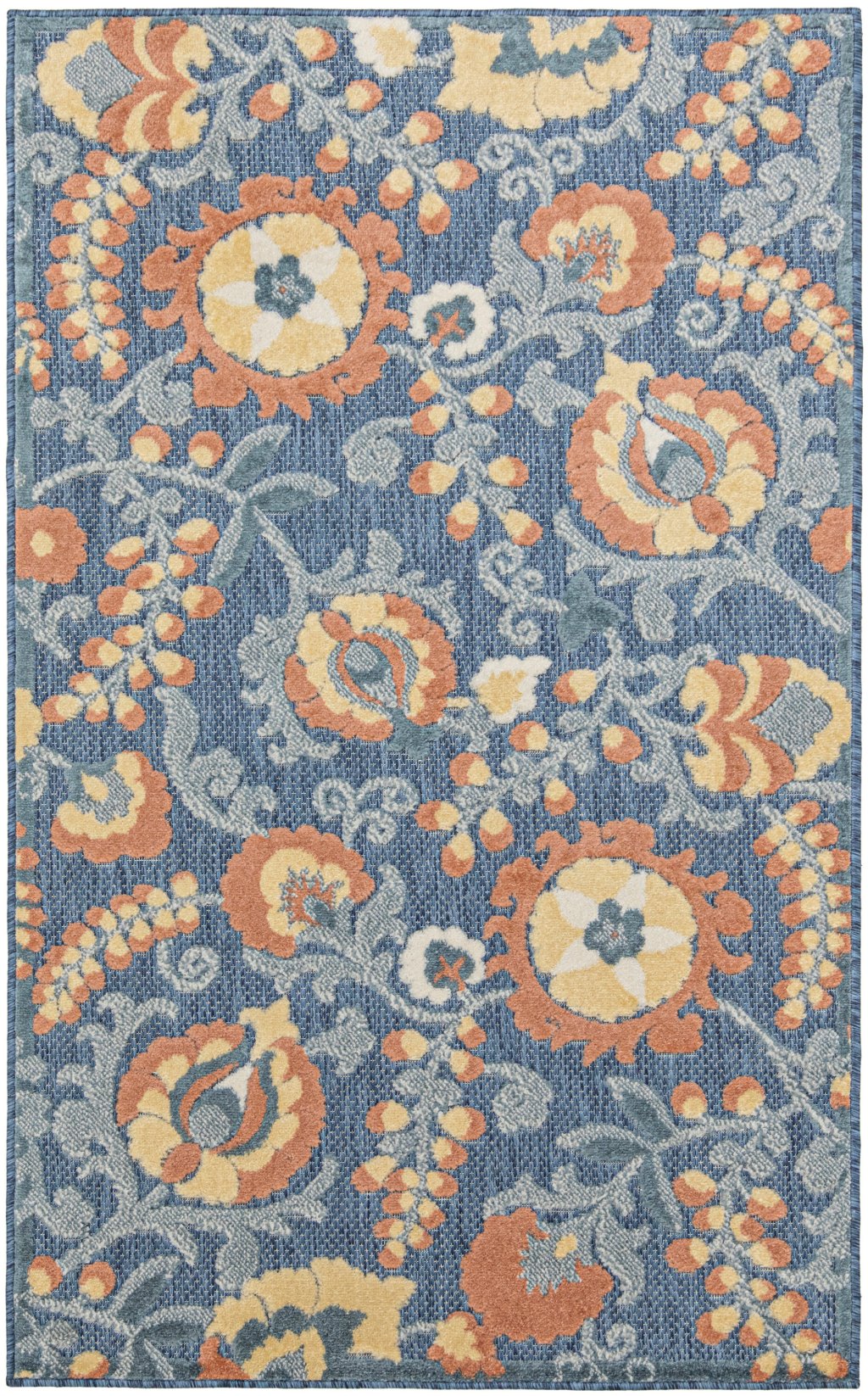Nourison Home Nourison Aloha ALH17 2'8" x 4' Blue Rose Farmhouse Rug
