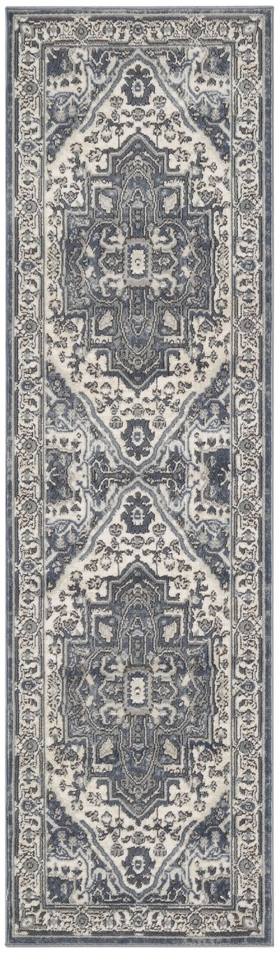 Nourison Home Nourison Quarry QUA18 3'9" x 5'9" Navy Ivory Vintage Indoor Rug - 2'2" x 7'6