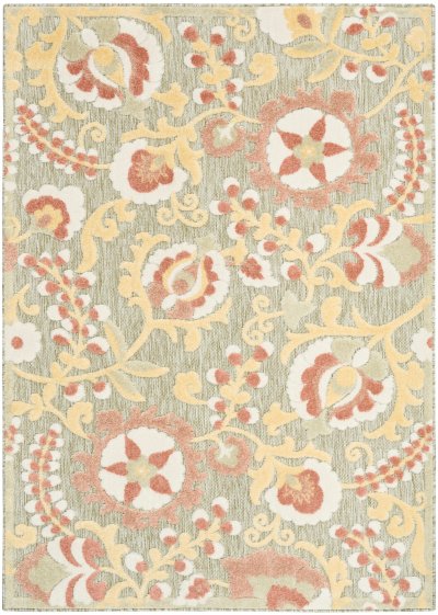Nourison Home Nourison Aloha ALH17 5'3" x 7'5" Sage Rose Farmhouse Rug - 5'3" x 7'5"